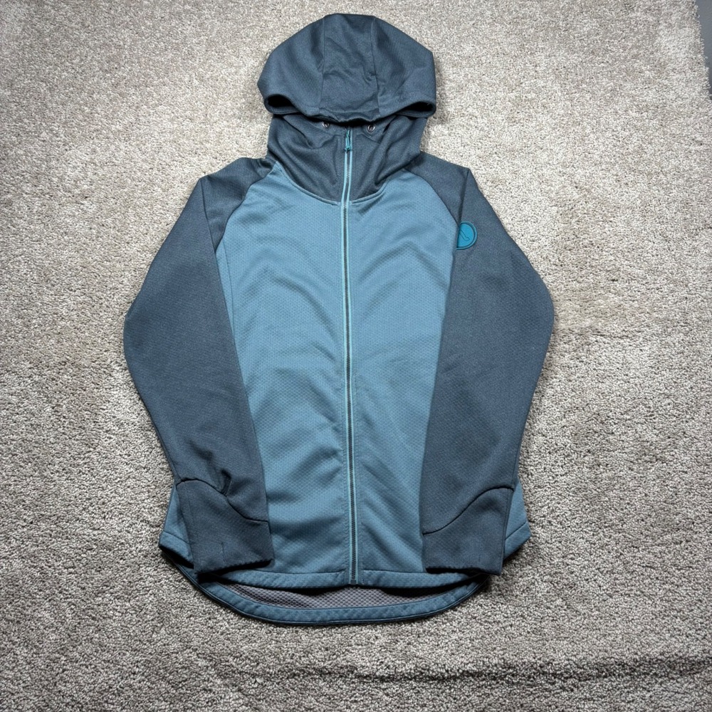 Flylow Womens 6700-1200 Full Zip Waffle Knit Hoodie Teal Gray Small Activewear
